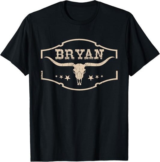 Vintage Bryan Bull-Skull Western Deserts, Bryan Personalized T-Shirt, Small