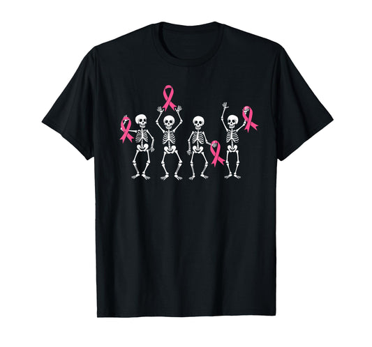 Skeletons Pink Ribbon Family Breast Cancer Awareness T-Shirt