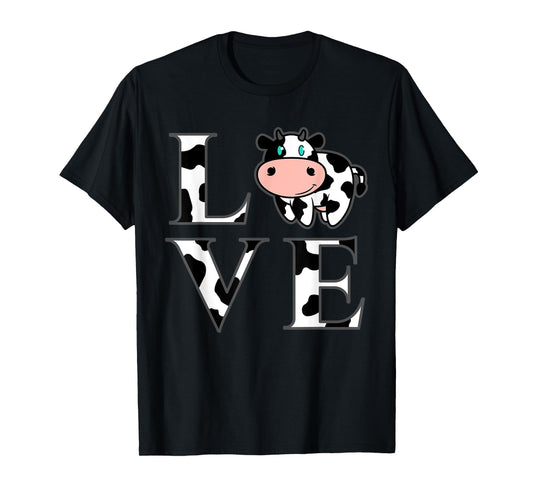Cute Cow Print I Love Cows Funny Farming Gift Men Women Kids T-Shirt