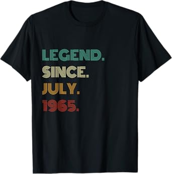 60 Years Old Legend Since July 1965 60th Birthday T-Shirt