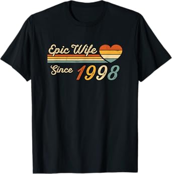 27th wedding anniversary 27 years - Epic Wife Since 1998 T-Shirt