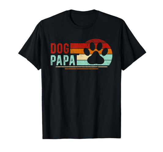 Dog Papa Retro Dog Lover Papa Dog Owner Papa T-Shirt