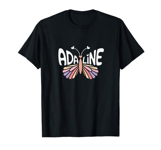 Adaline Butterfly - Personalized Cute Name Word Art T-Shirt