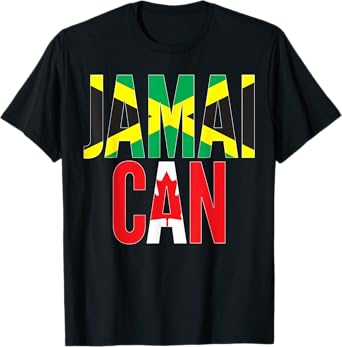 Canadian Born Jamaican Root - Jamaica Canada Flag Themed T-Shirt