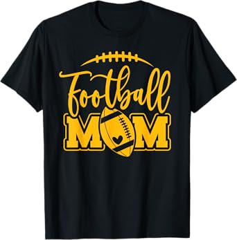 Game Day Black and Yellow High School Football Football Mom T-Shirt