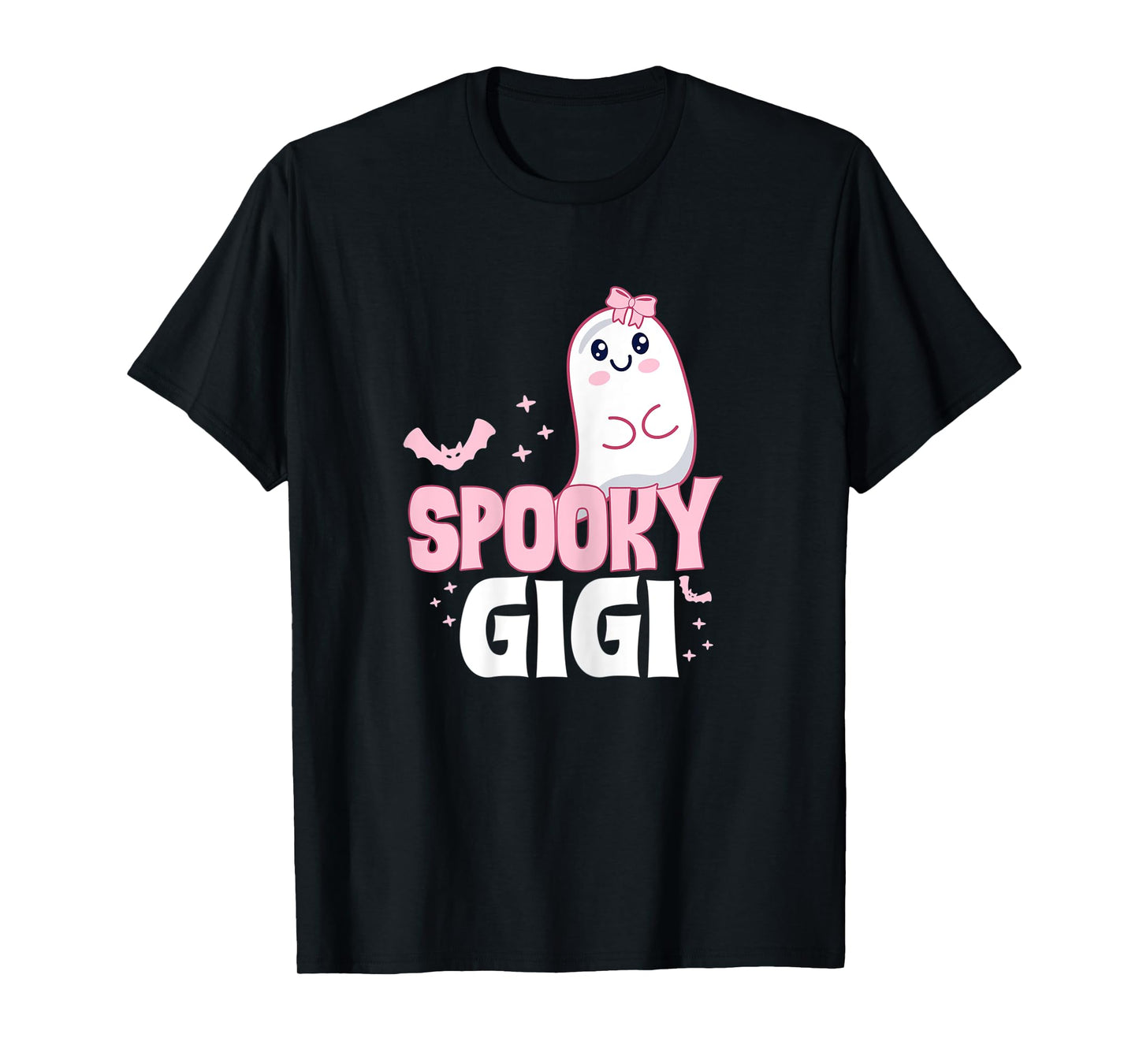 Womens Spooky Gigi Family Cute Pink White Ghost Boo Halloween Nana T-Shirt
