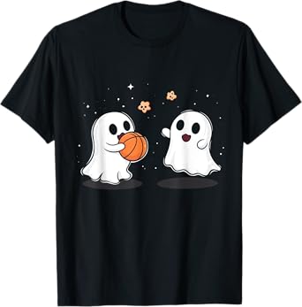 Cute Ghost Playing Basketball Funny Halloween T-Shirt