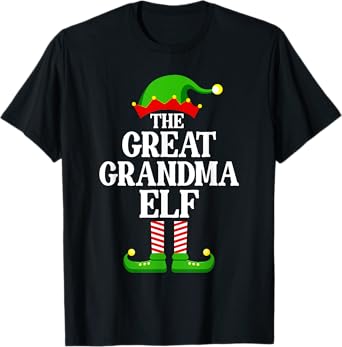 Great Grandma Elf Family Matching Group Funny Christmas T-Shirt