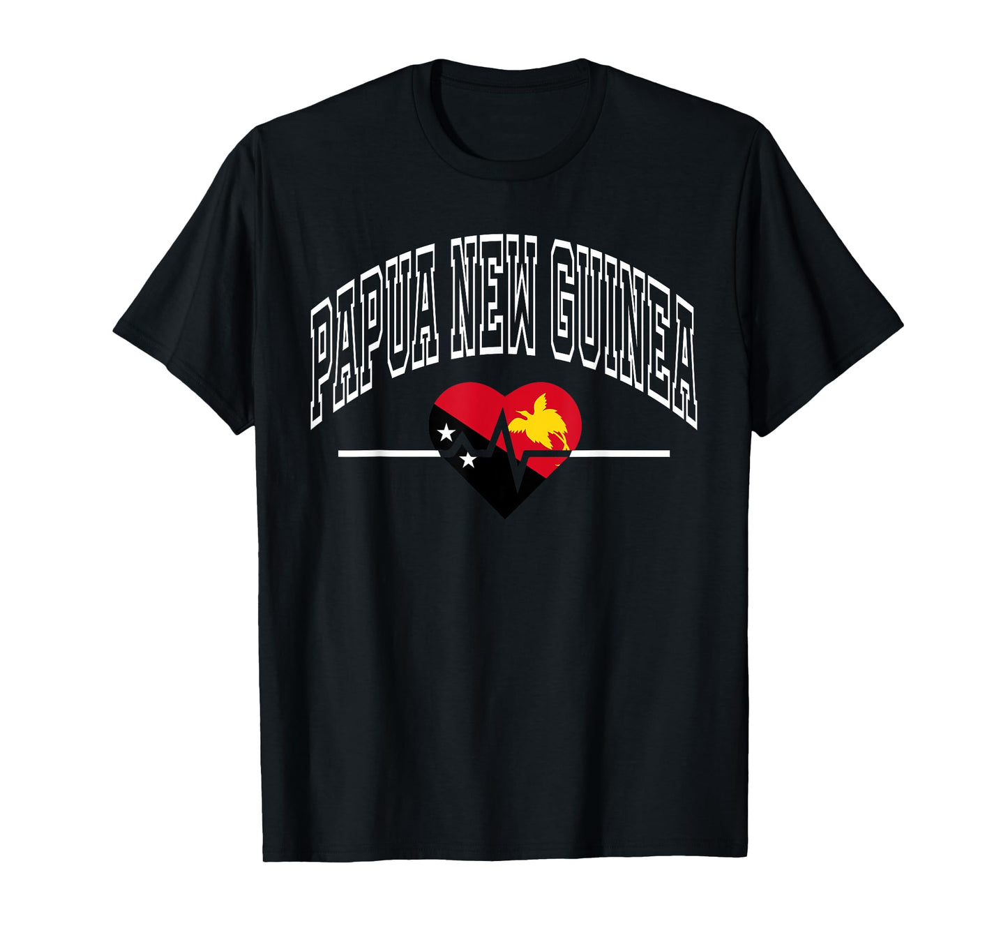 Papua New Guinea Flag Vintage Throwback Heartbeat T-Shirt
