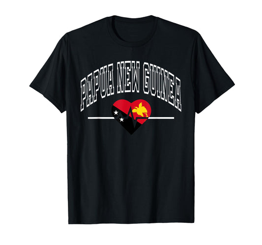 Papua New Guinea Flag Vintage Throwback Heartbeat T-Shirt