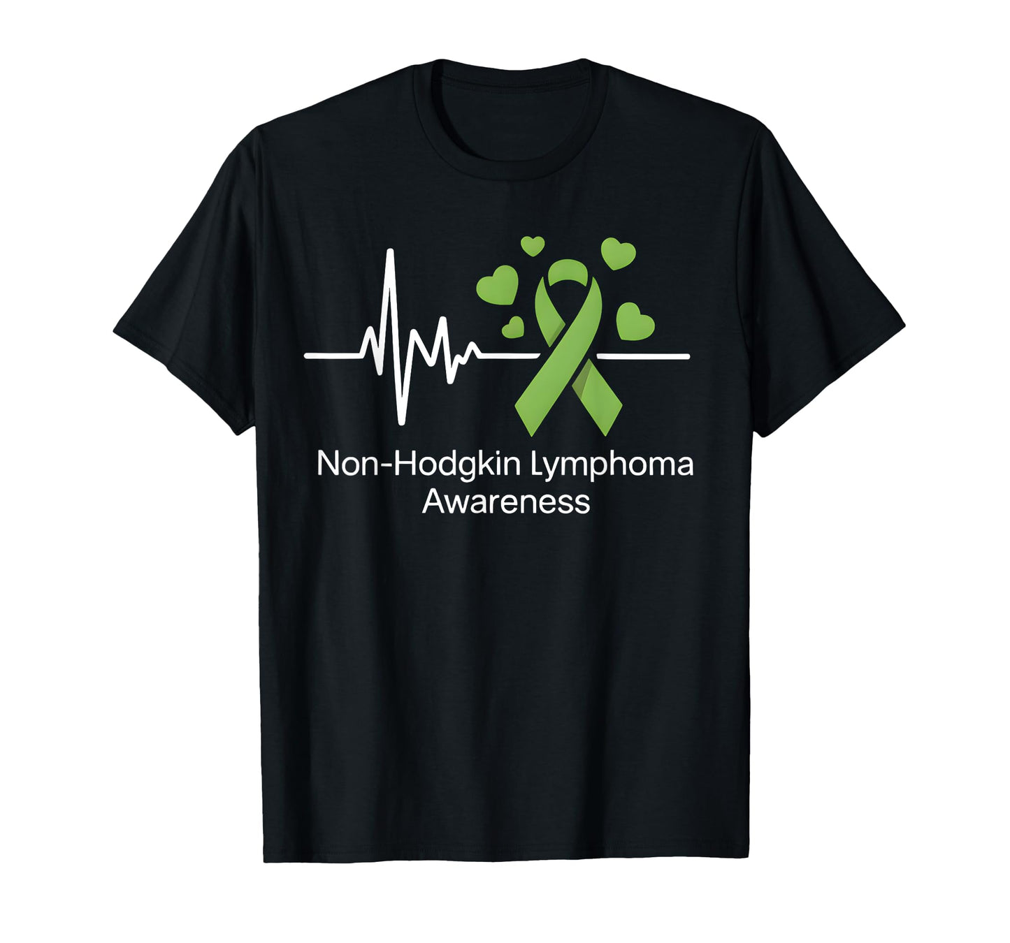 Non-Hodgkin Lymphoma Awareness Heartbeat Lime Green Ribbon T-Shirt
