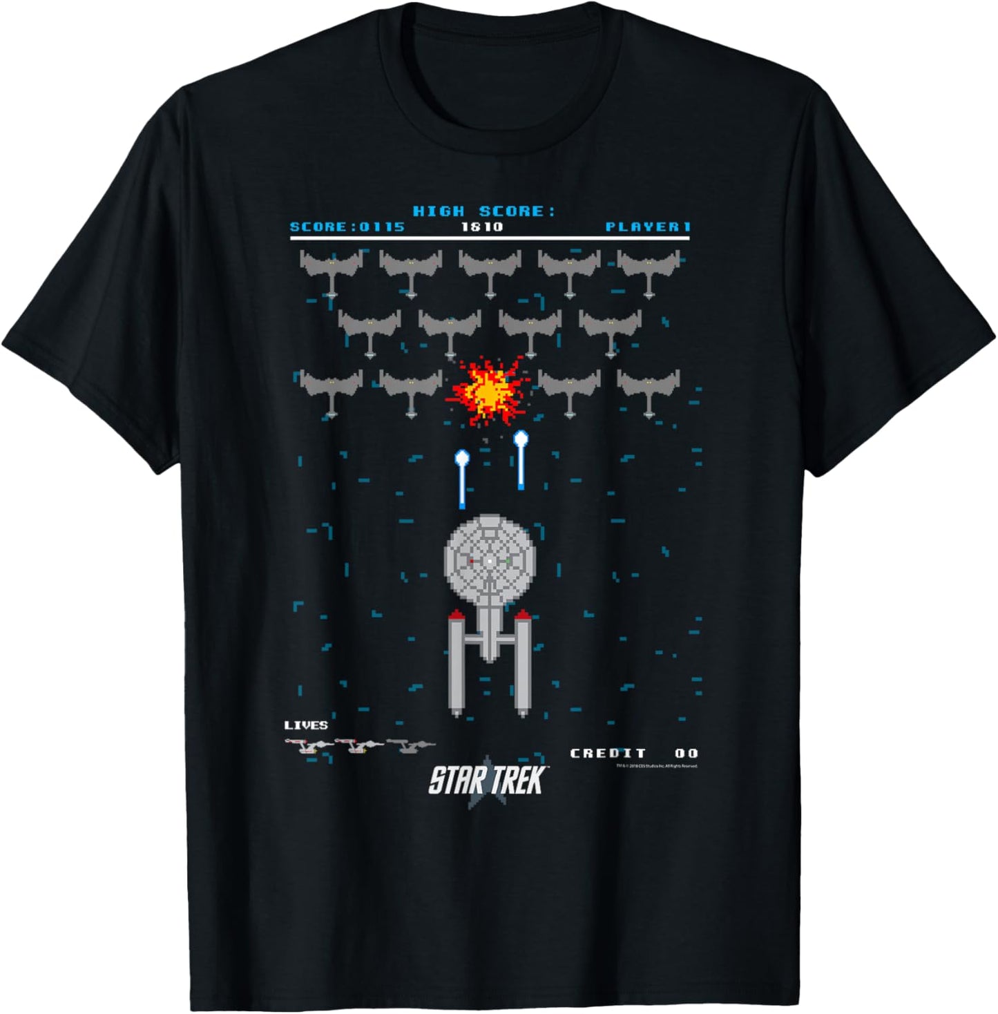 Star Trek: The Original Series Pixel Space Battle T-Shirt