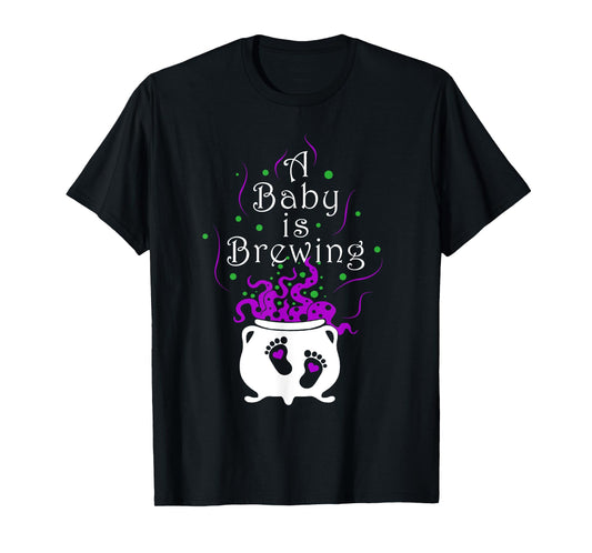 A Baby Is Brewing Black Cauldron Halloween Baby Pregnant T-Shirt
