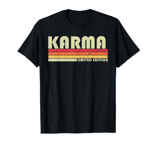 KARMA Name Personalized Retro Vintage 80s 90s Birthday T-Shirt