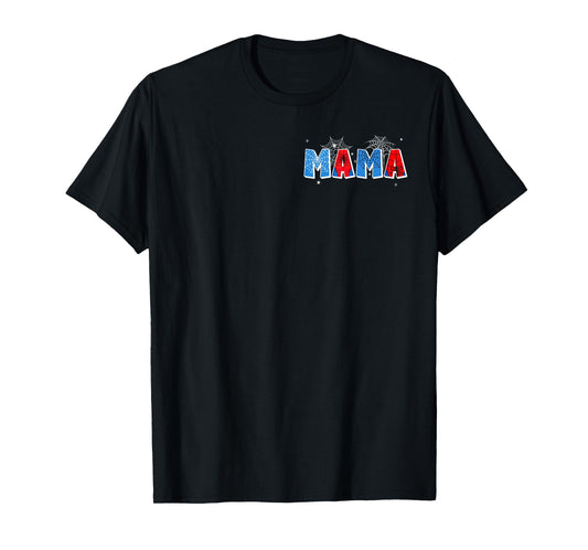 Funny Women Spider Web Mama Matching Family Birthday Boy T-Shirt