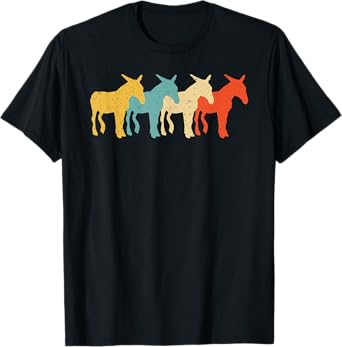 Mule Vintage Retro Donkey Horse Hybrid Lover 60s 70s Gift T-Shirt