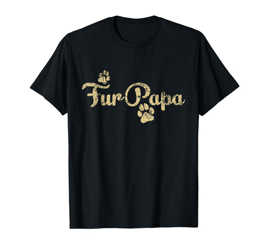 Fur Papa Cute Dog Cat Lover Dad Pawprint Gift T-Shirt for Men Women
