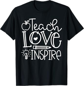 Teach Love Inspire Retro Teacher Kids Back To School T-Shirt