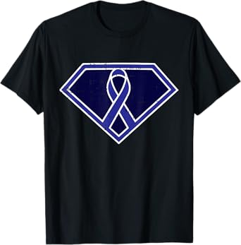 Superhero Colon Cancer Awareness Ribbon Warrior Fighter Gift T-Shirt