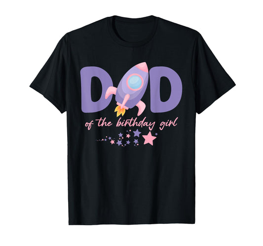 Two The Moon Dad Of the Birthday Girl Astronaut Family Party T-Shirt