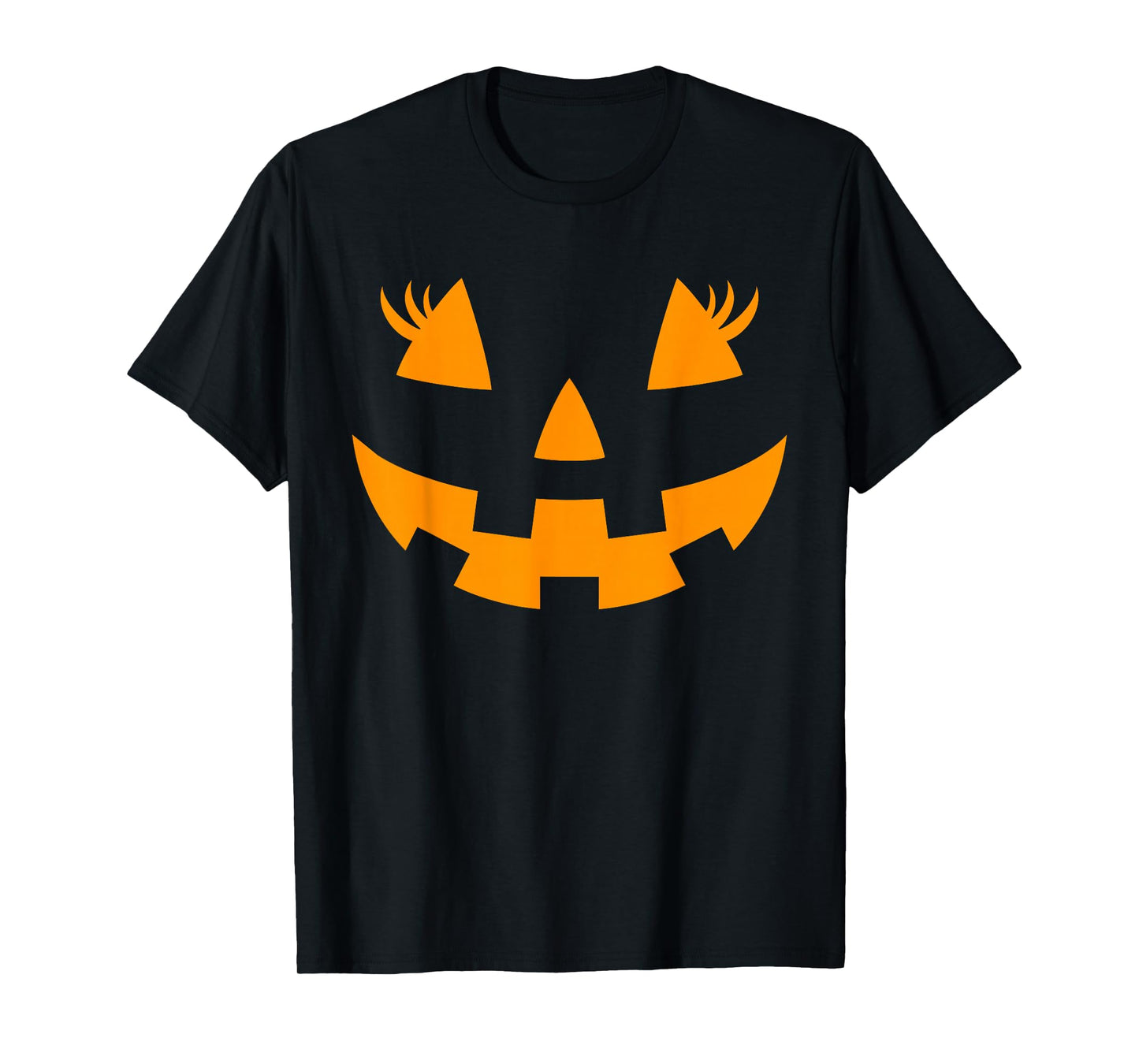 Jack O Lantern Face Pumpkin Eyelashes Hallowen Costume Funny T-Shirt