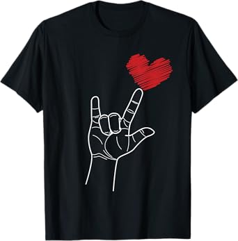 American Sign I Love You Hand Sign ASL Heart Women Kids Men T-Shirt