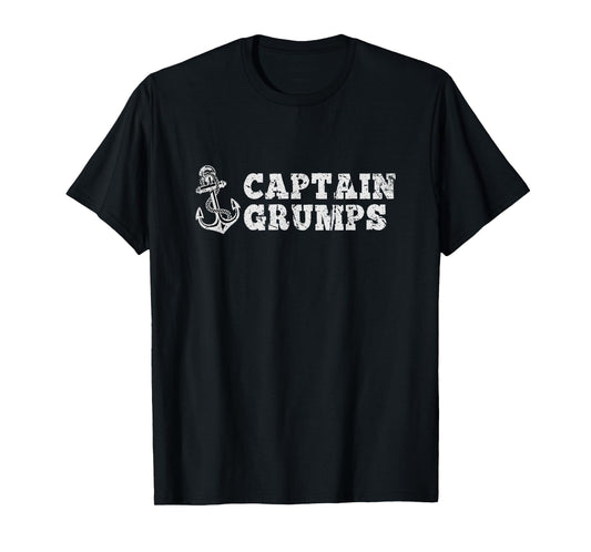 Captain Grumps Sailing Boating Vintage Boat Anchor Funny T-Shirt