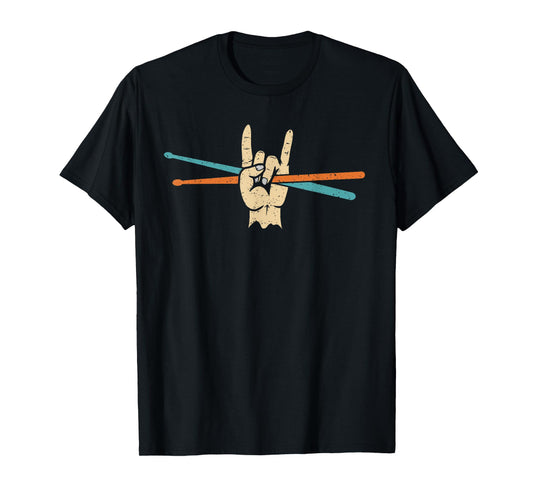 Retro Drum Sticks Art Men Boys Kids Percussion Drum Player T-Shirt