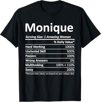 MONIQUE Nutrition Personalized Name Funny Christmas Gift T-Shirt