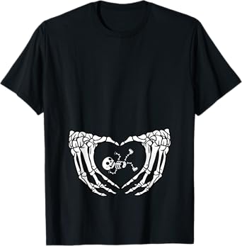 Happy Halloween Pregnant Baby Skeleton Spooky Season New Mom T-Shirt