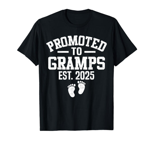 Promoted To Gramps Est 2025 First Time Grandpa Men Dad T-Shirt
