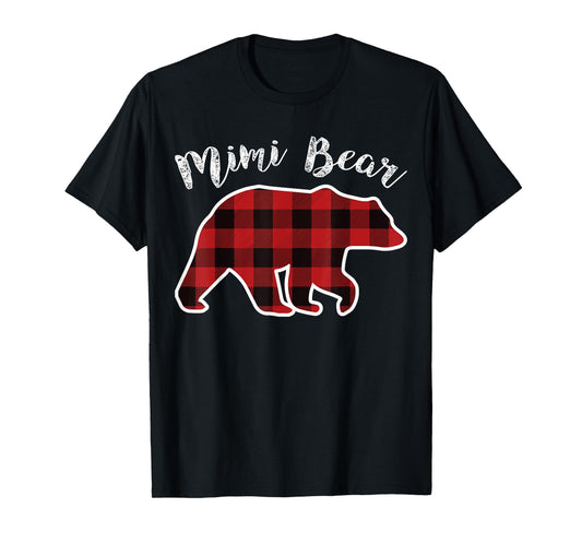 MIMI BEAR | Women Red Plaid Christmas Pajama Gift T-Shirt