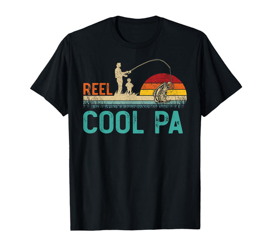 Mens Reel Cool Pa Vintage Retro Fishing Father's Day T-Shirt