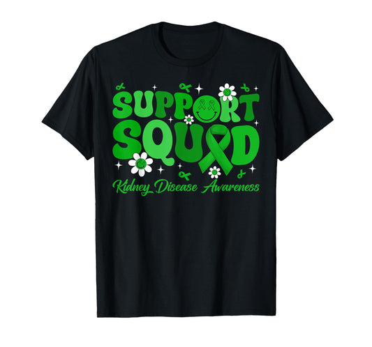 Groovy Support Squad Kidney Disease Awareness Green Ribbon T-Shirt