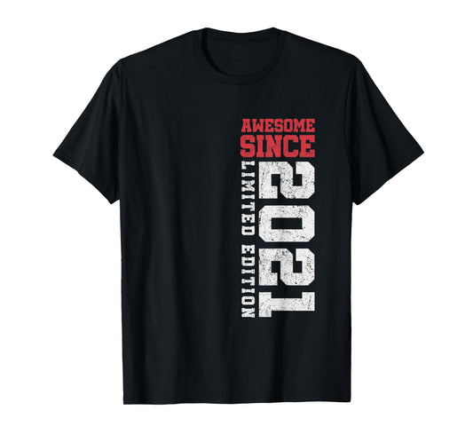 Awesome Since 2021 4 Year Old Gifts Vintage 4th Birthday T-Shirt