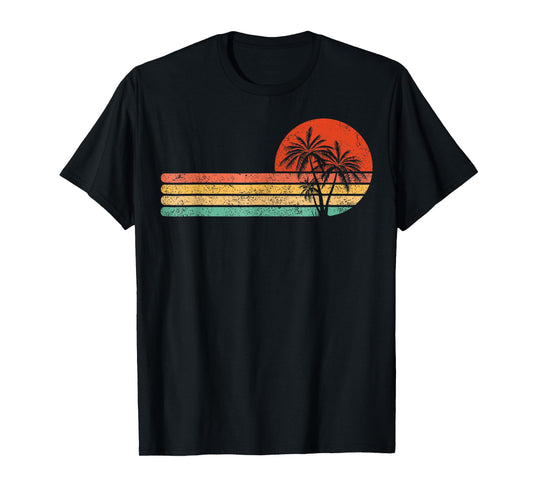 Vintage Summer Vacation Men Women Retro Beach Palm Tree T-Shirt