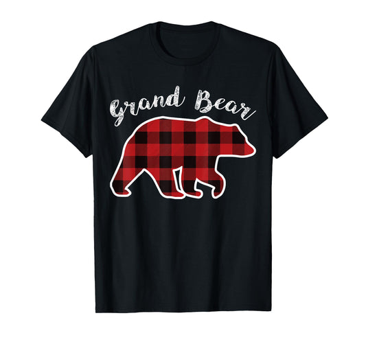 GRAND BEAR | Men Women Red Plaid Christmas PJ Family Pa Gift T-Shirt