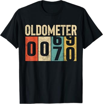 Funny 70 Years Old Oldometer Vintage 70th Birthday Odometer T-Shirt