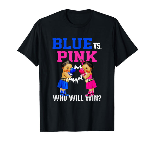 Gender Reveal Blue vs Pink Ethnic Boxing Babies Boy Or Girl T-Shirt