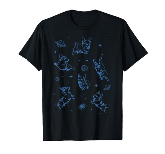 Vintage Corgi In Space Retro 90s Galaxy Dogs Mom Women Men T-Shirt