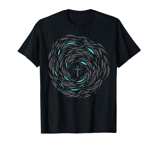 Christian Fish Swim With Cross Jesus Religious Apparel T-Shirt