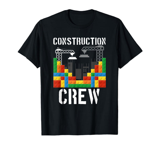 Construction Crew Master Builder Bricklayer Building Blocks T-Shirt