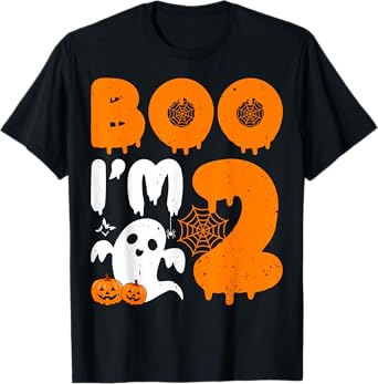 Boo I'm 2 Spooky Ghost 2nd Birthday Party Halloween Toddlers T-Shirt