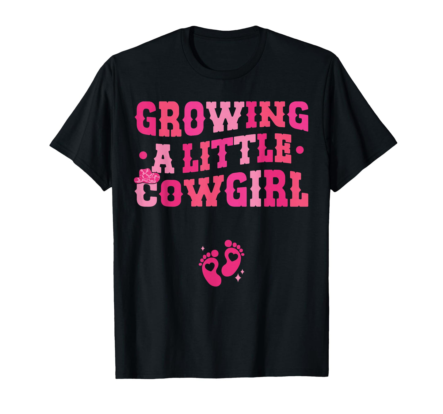 Country Pregnancy Announcement Apparel Co. Growing a Little Cowgirl - Black X-Small Short Sleeve Crew Neck T-Shirt
