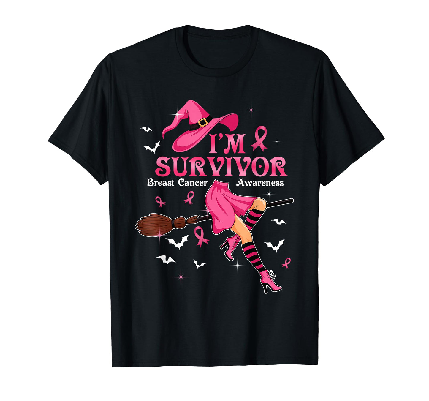Witch I'm A Survivor Halloween Breast Cancer Awareness Women T-Shirt