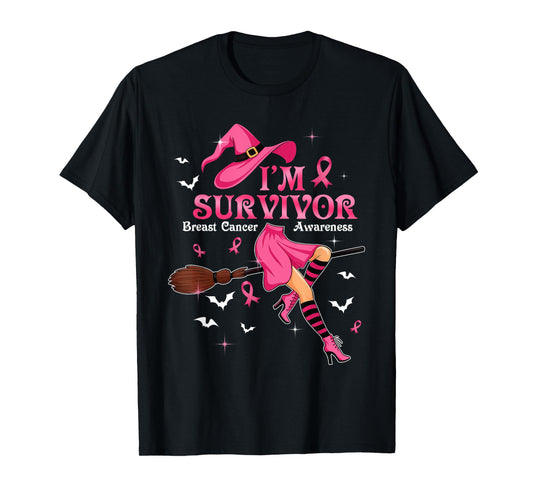Witch I'm A Survivor Halloween Breast Cancer Awareness Women T-Shirt