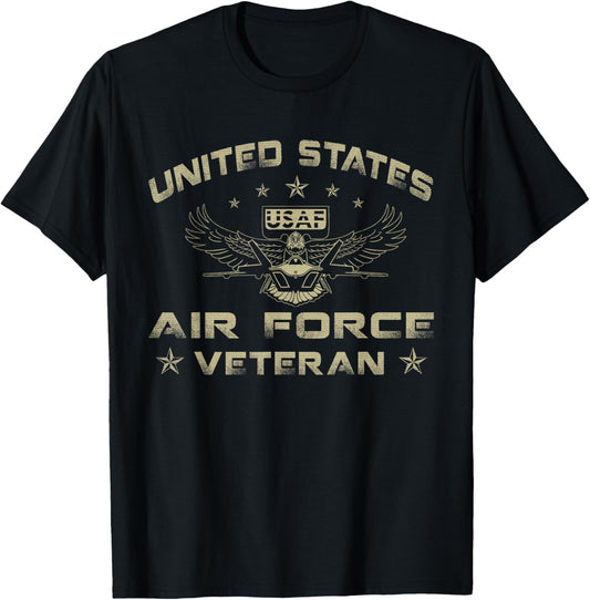 Vintage USA Flag Proud US Air Force Veteran for Men Women T-Shirt