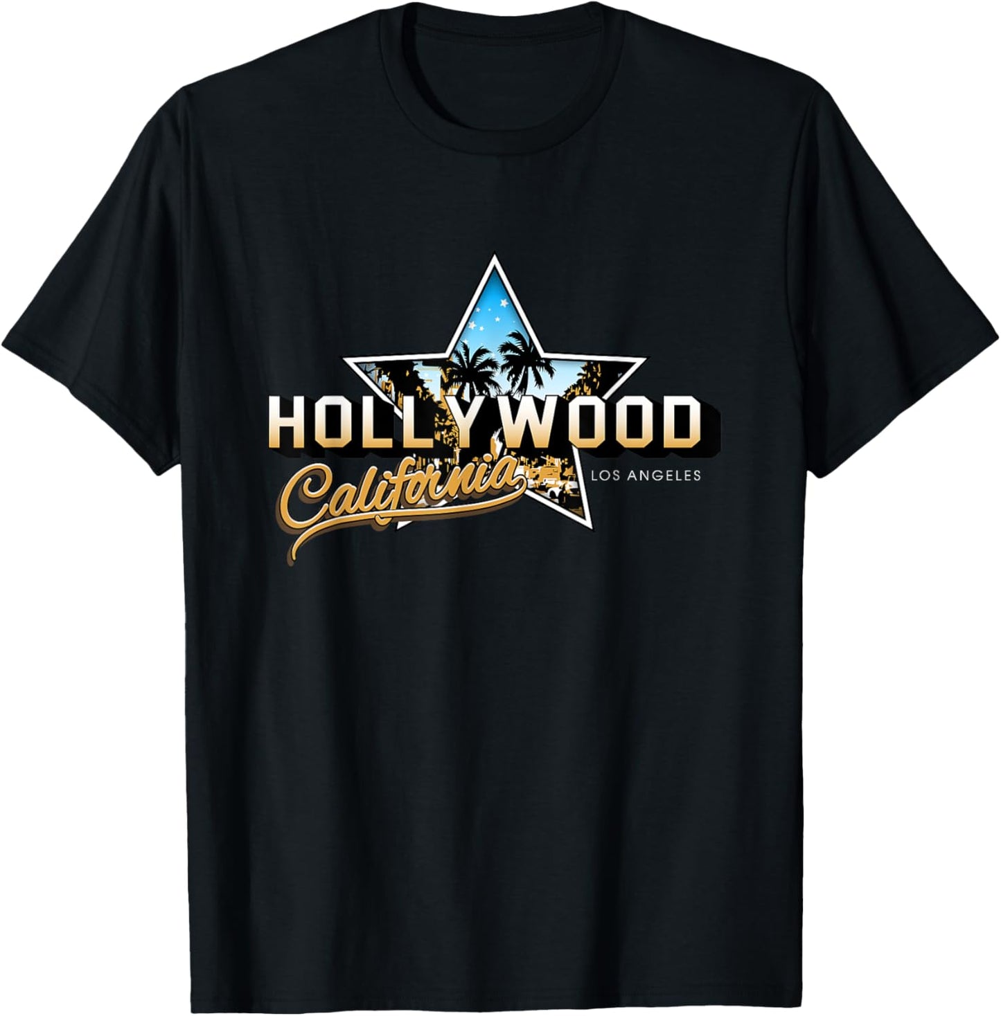 Cool Hollywood Los Angeles California Stars Novelty Graphic T-Shirt