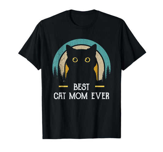 Mother's Day Cat Mommy Black Cat, Retro Best Cat Mom Ever T-Shirt
