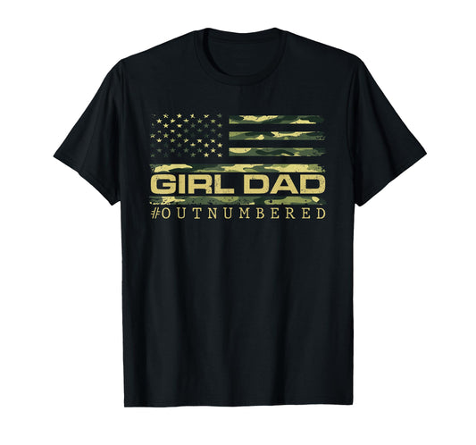 Girl Camo Dad American USA Flag Dad Of Girls 4th Of July T-Shirt